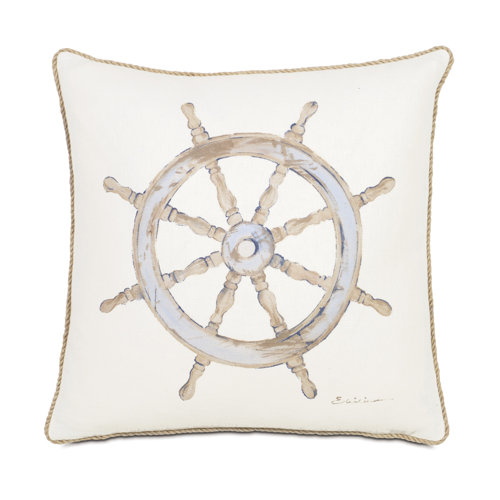 Eastern Accents Maritime Hand Painted Ship's Wheel Throw Pillow Cover